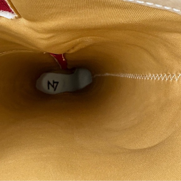 Unbranded Red Croc Embossed Knee High Boots Gold Heel Pointed Toe Size 8 - Picture 13 of 16